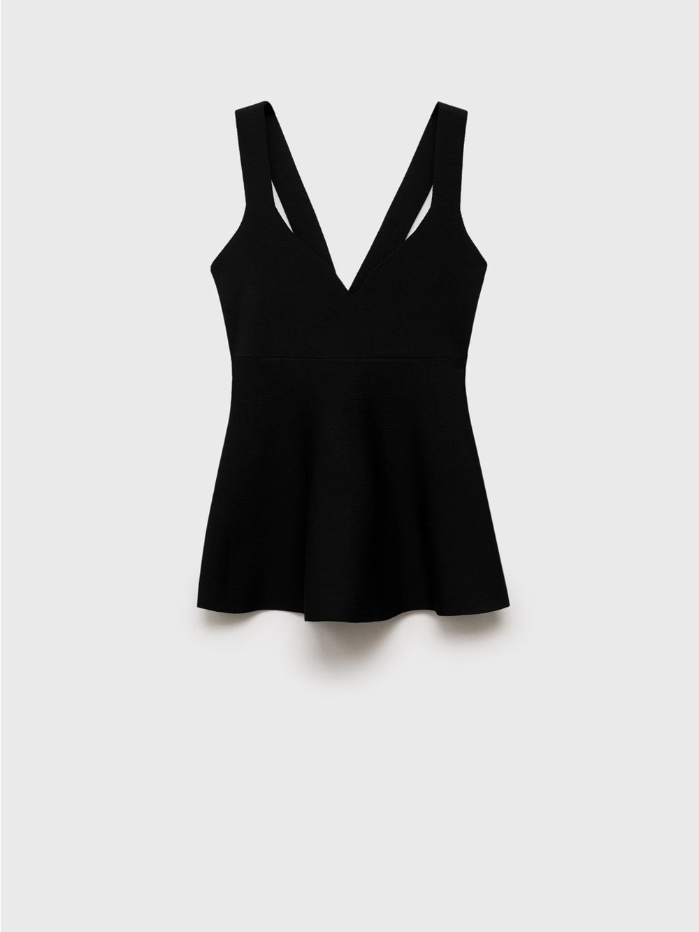Fine-Knit  Black Peplum Top